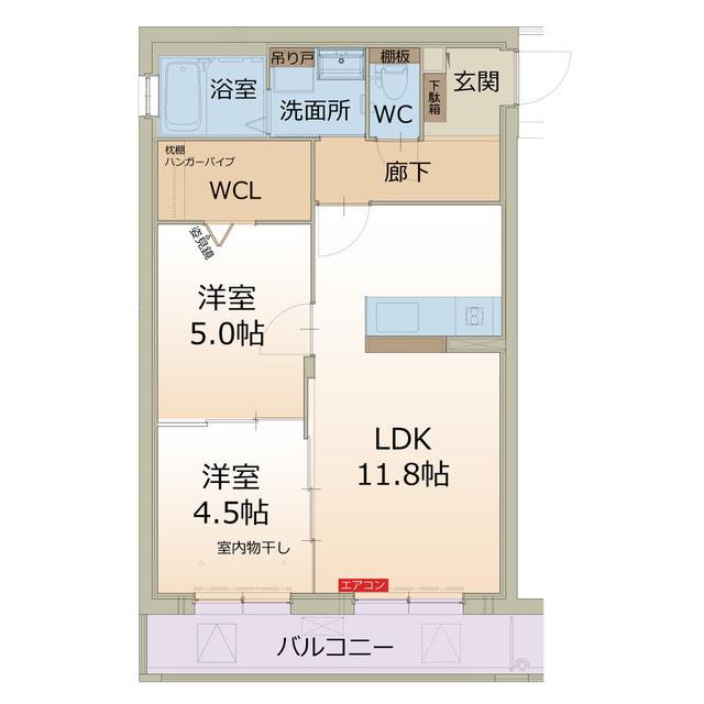 グランツ羽黒(2LDK/2階)の間取り写真