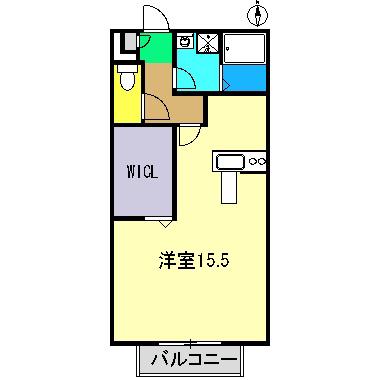 ビーンズ南川添II(ワンルーム/1階)の間取り写真