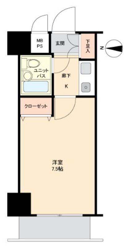 ライオンズマンション大山第6(1K/1階)の間取り写真