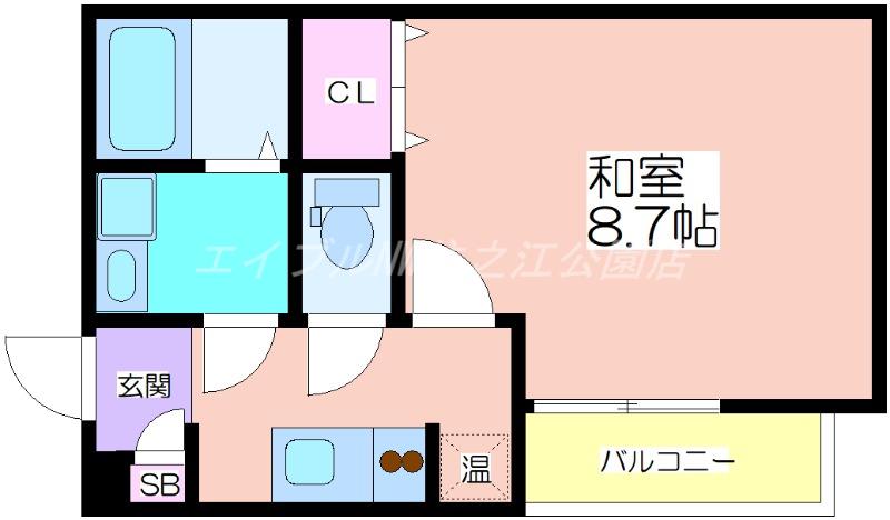 FMAISON遠里小野II番館(1K/1階)の間取り写真