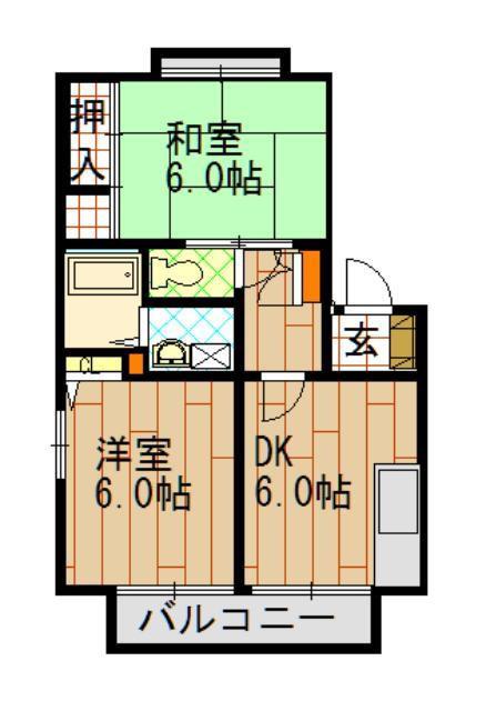 セフィラ福田町 壱番館(2DK/2階)の間取り写真