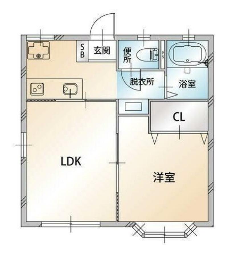 ハイツグリーンヒル(2K/1階)の間取り写真