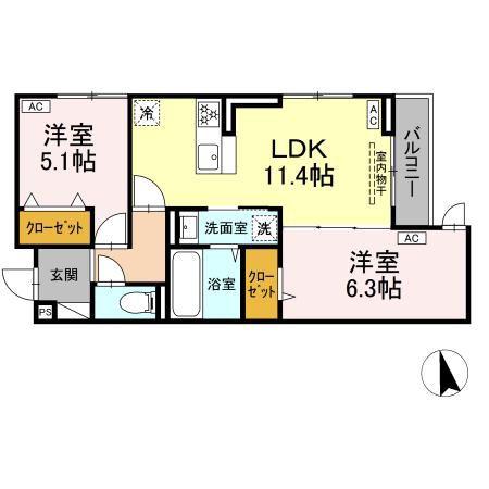徳丸7丁目PJ(2LDK/3階)の間取り写真