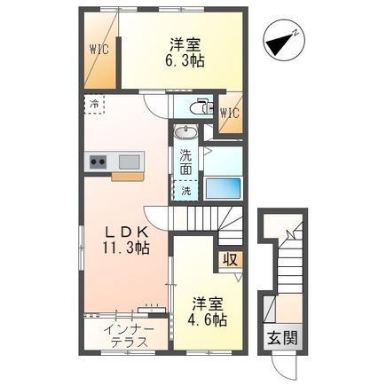 サンクチュアリ(2LDK/2階)の間取り写真