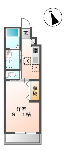 グランドメゾンII(1K/1階)の間取り写真