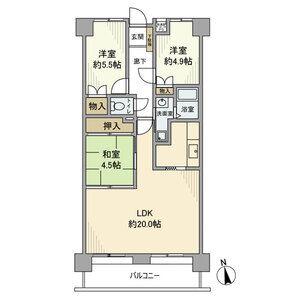八事東サンハイツ(3LDK/8階)の間取り写真