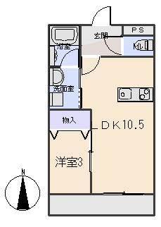 サニーヒルズ魚町(1LDK/4階)の間取り写真