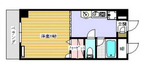ラポール小町(1K/6階)の間取り写真