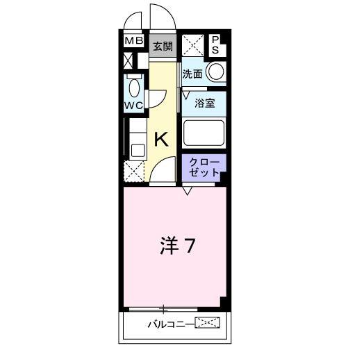 ブリリアント アコーポリッシュ(1K/1階)の間取り写真