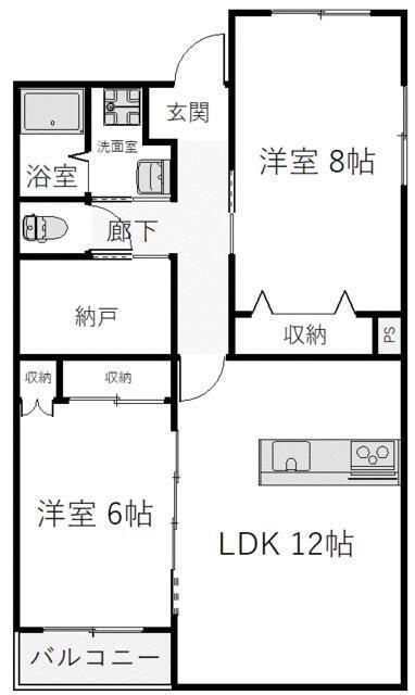JR上越線 高崎問屋町駅 徒歩26分 5階建 築22年(2SLDK/4階)の間取り写真