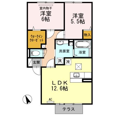 ローゼン シュタット A棟(2LDK/1階)の間取り写真