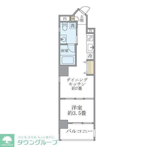 アールプライム大手町(1DK/3階)の間取り写真