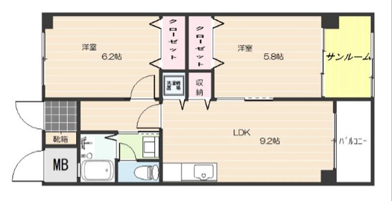 公社ビルA棟(3DK/11階)の間取り写真