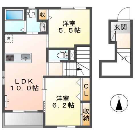 プライムステージ浄心(2LDK/2階)の間取り写真