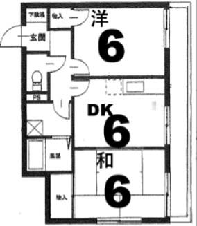ハピネス浦風II(2DK/2階)の間取り写真