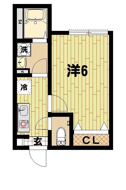 オーガスタコート川崎(1K/2階)の間取り写真