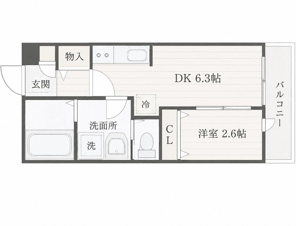 プログレス河原町(1DK/2階)の間取り写真