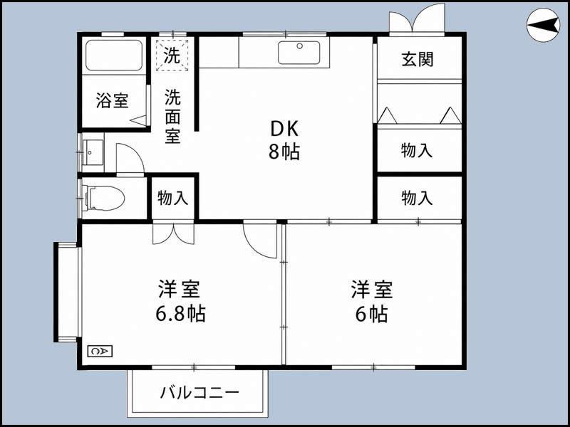 クリスタル女池A(2DK/1階)の間取り写真
