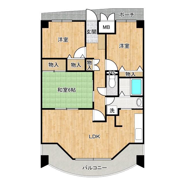 LEAF天王寺(3LDK/5階)の間取り写真