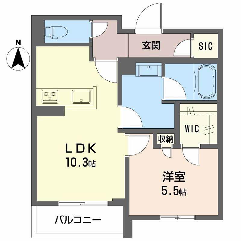 アルトポンテ ウーノ(1LDK/2階)の間取り写真