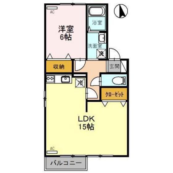 セジュール上冨居A(1LDK/2階)の間取り写真