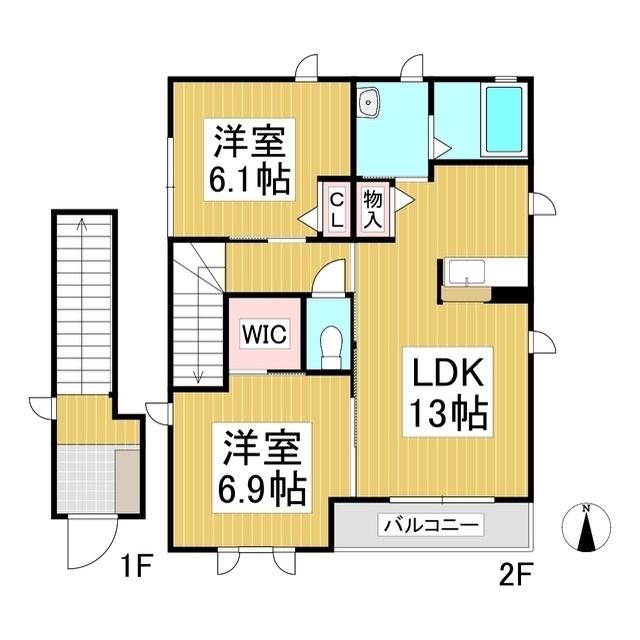 シャーメゾンM(2LDK/2階)の間取り写真