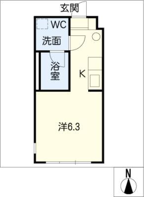 六条マンション(ワンルーム/3階)の間取り写真