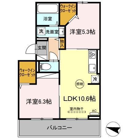 アルボス鳥飼(2LDK/2階)の間取り写真