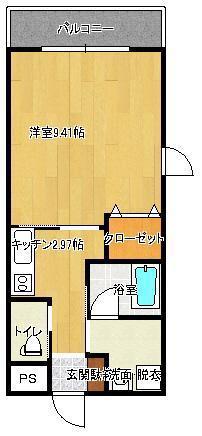 カノン桜坂(1K/2階)の間取り写真