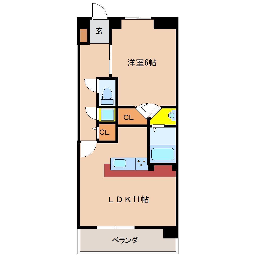 EXESS CITY(1LDK/3階)の間取り写真