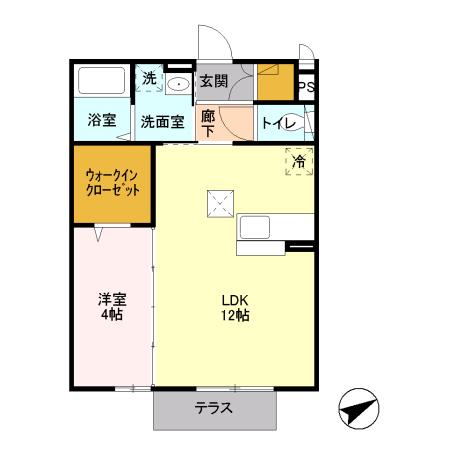 グランシャリオ(1LDK/1階)の間取り写真
