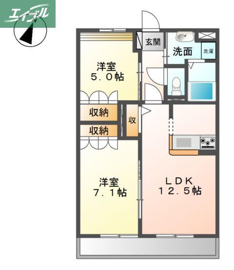 ノーブルピュア (2LDK/3階)の間取り写真
