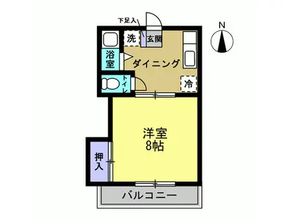 荻野ハイツ(1DK/2階)の間取り写真