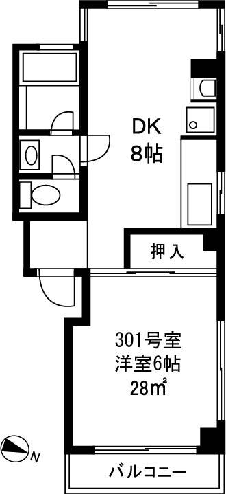 野村ビル(1DK/3階)の間取り写真