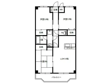 シンワマンションA(3LDK/5階)の間取り写真