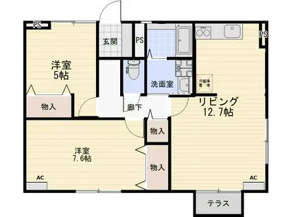 セジュール四季(2LDK/1階)の間取り写真