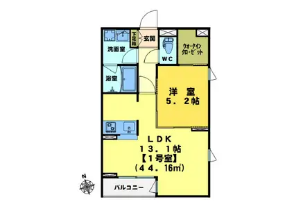 グランツ T1(1LDK/3階)の間取り写真