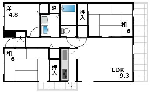 日興甲南スカイマンション(3LDK/4階)の間取り写真