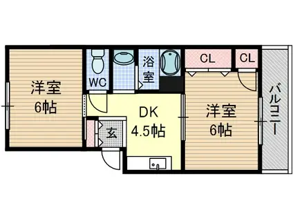 グリーンハイム(2DK/3階)の間取り写真