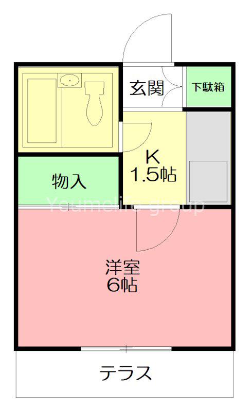 ベルメゾン秦野(1K/1階)の間取り写真