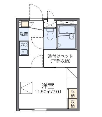 レオパレスみかけ(1K/1階)の間取り写真