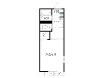 フラットN(1K/2階)の間取り写真