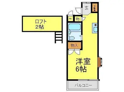 コーポみゆき(ワンルーム/2階)の間取り写真