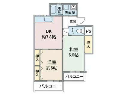 サンファミリア長久手I(2DK/1階)の間取り写真