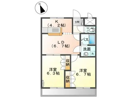 プラネット(2LDK/1階)の間取り写真