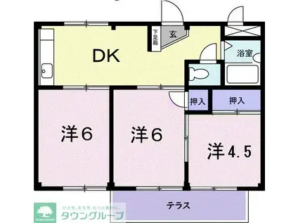 スイートハイツA(3DK/1階)の間取り写真