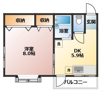 ポケット(1DK/1階)の間取り写真