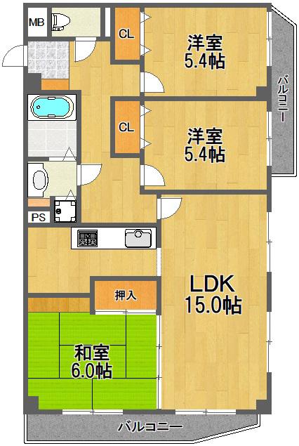 GLEASON GARDEN(3LDK/2階)の間取り写真