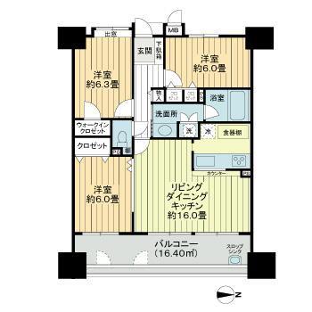 ネオグランデ藤ヶ丘(3LDK/3階)の間取り写真