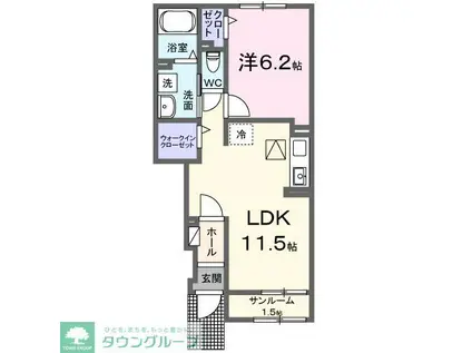 ノール ペシェール(1LDK/1階)の間取り写真